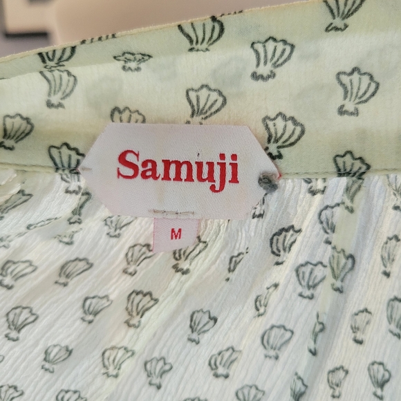 Samuji V Neck Semi Sheer Flowy Allover Print Blouse M - Picture 14 of 14